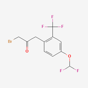 molecular formula C11H8BrF5O2 B14048634 1-Bromo-3-(4-(difluoromethoxy)-2-(trifluoromethyl)phenyl)propan-2-one 