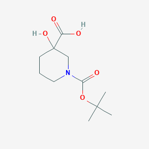molecular formula C11H19NO5 B1404865 1-(叔丁氧羰基)-3-羟基哌啶-3-羧酸 CAS No. 1396555-79-5