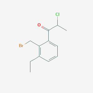 molecular formula C12H14BrClO B14048655 1-(2-(Bromomethyl)-3-ethylphenyl)-2-chloropropan-1-one 