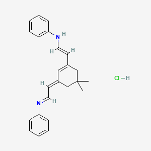 molecular formula C24H27ClN2 B1404866 (E)-N-((E)-2-(5,5-dimethyl-3-((E)-2-(phenylamino)vinyl)cyclohex-2-en-1-ylidene)ethylidene)aniline hydrochloride CAS No. 68339-59-3