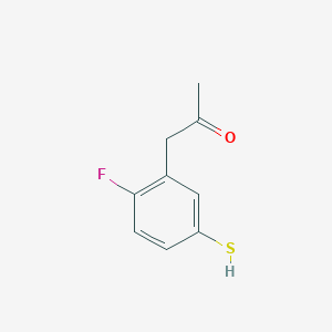 molecular formula C9H9FOS B14048772 1-(2-Fluoro-5-mercaptophenyl)propan-2-one 