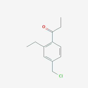 molecular formula C12H15ClO B14048803 1-(4-(Chloromethyl)-2-ethylphenyl)propan-1-one 