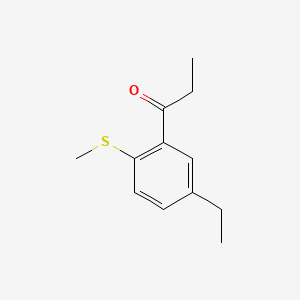 molecular formula C12H16OS B14048839 1-(5-Ethyl-2-(methylthio)phenyl)propan-1-one 