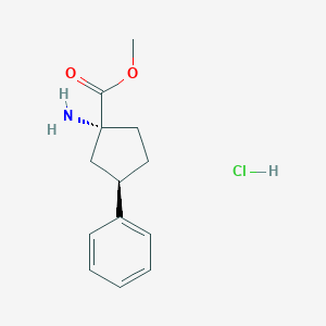 Methyl (1R,3R)-1-amino-3-phenylcyclopentane-1-carboxylate hcl