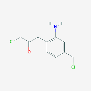 molecular formula C10H11Cl2NO B14048900 1-(2-Amino-4-(chloromethyl)phenyl)-3-chloropropan-2-one 