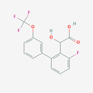 molecular formula C15H10F4O4 B14048910 (3-Fluoro-3'-(trifluoromethoxy)biphenyl-2-yl)-hydroxyacetic acid 