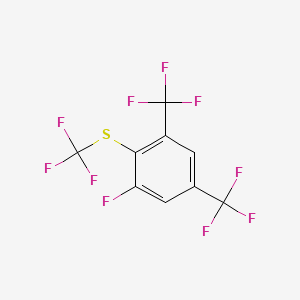 molecular formula C9H2F10S B14048936 1,5-Bis(trifluoromethyl)-3-fluoro-2-(trifluoromethylthio)benzene 