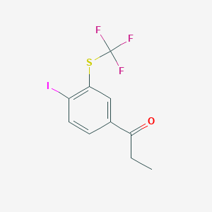 molecular formula C10H8F3IOS B14048967 1-(4-Iodo-3-(trifluoromethylthio)phenyl)propan-1-one 