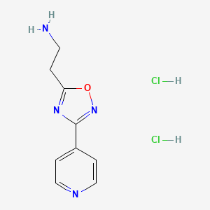 molecular formula C9H12Cl2N4O B1404909 2-(3-(Pyridin-4-yl)-1,2,4-oxadiazol-5-yl)ethan-1-amine dihydrochloride CAS No. 1376393-91-7