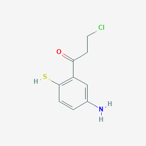 molecular formula C9H10ClNOS B14049269 1-(5-Amino-2-mercaptophenyl)-3-chloropropan-1-one 