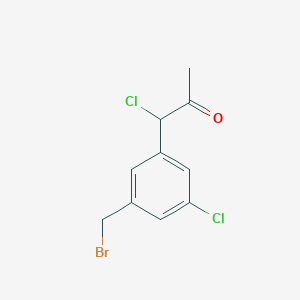 molecular formula C10H9BrCl2O B14049307 1-(3-(Bromomethyl)-5-chlorophenyl)-1-chloropropan-2-one 