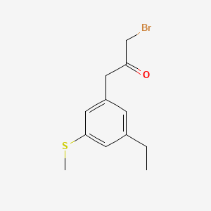 molecular formula C12H15BrOS B14049390 1-Bromo-3-(3-ethyl-5-(methylthio)phenyl)propan-2-one 