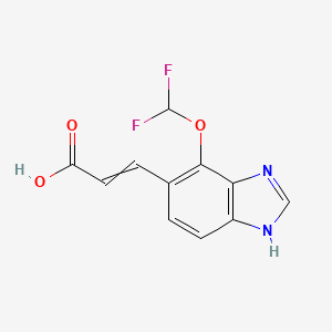 molecular formula C11H8F2N2O3 B14049396 (E)-3-(4-Difluoromethoxy-1H-benzo[d]imidazol-5-yl)acrylic acid 