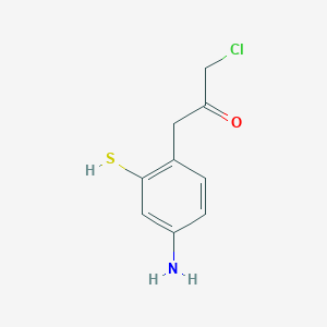 molecular formula C9H10ClNOS B14049496 1-(4-Amino-2-mercaptophenyl)-3-chloropropan-2-one 