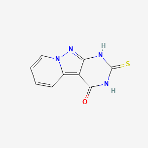 molecular formula C9H6N4OS B14049509 5-sulfanylidene-4,6,8,9-tetrazatricyclo[7.4.0.02,7]trideca-1,7,10,12-tetraen-3-one 