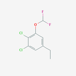 molecular formula C9H8Cl2F2O B14049578 1,2-Dichloro-3-difluoromethoxy-5-ethylbenzene 