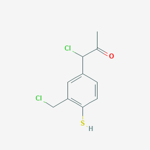 molecular formula C10H10Cl2OS B14049643 1-Chloro-1-(3-(chloromethyl)-4-mercaptophenyl)propan-2-one 