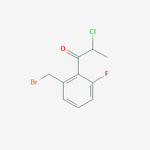 molecular formula C10H9BrClFO B14049661 1-(2-(Bromomethyl)-6-fluorophenyl)-2-chloropropan-1-one 