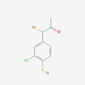 molecular formula C9H8BrClOS B14049699 1-Bromo-1-(3-chloro-4-mercaptophenyl)propan-2-one 