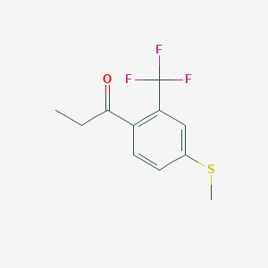 molecular formula C11H11F3OS B14049716 1-(4-(Methylthio)-2-(trifluoromethyl)phenyl)propan-1-one 