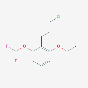 molecular formula C12H15ClF2O2 B14049746 1-(3-Chloropropyl)-2-(difluoromethoxy)-6-ethoxybenzene 