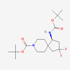 molecular formula C19H32F2N2O4 B14049754 (S)-tert-Butyl 1-((tert-butoxycarbonyl)amino)-3,3-difluoro-8-azaspiro[4.5]decane-8-carboxylate 