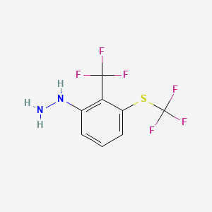 molecular formula C8H6F6N2S B14049822 1-(2-(Trifluoromethyl)-3-(trifluoromethylthio)phenyl)hydrazine 