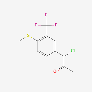 molecular formula C11H10ClF3OS B14049836 1-Chloro-1-(4-(methylthio)-3-(trifluoromethyl)phenyl)propan-2-one 