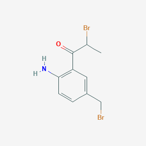 molecular formula C10H11Br2NO B14049843 1-(2-Amino-5-(bromomethyl)phenyl)-2-bromopropan-1-one 