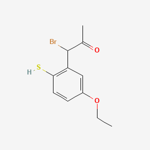 molecular formula C11H13BrO2S B14049950 1-Bromo-1-(5-ethoxy-2-mercaptophenyl)propan-2-one 