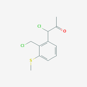 molecular formula C11H12Cl2OS B14049968 1-Chloro-1-(2-(chloromethyl)-3-(methylthio)phenyl)propan-2-one 