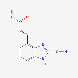 molecular formula C11H7N3O2 B14049974 (E)-3-(2-Cyano-1H-benzo[d]imidazol-4-yl)acrylic acid 