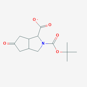 molecular formula C13H18NO5- B14050024 Cyclopenta[c]pyrrole-1,2(1H)-dicarboxylic acid, hexahydro-5-oxo-, 2-(1,1-dimethylethyl) ester 