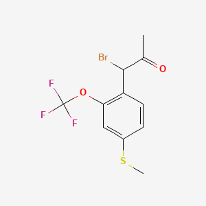 molecular formula C11H10BrF3O2S B14050051 1-Bromo-1-(4-(methylthio)-2-(trifluoromethoxy)phenyl)propan-2-one 