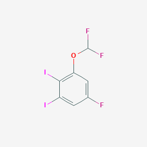 molecular formula C7H3F3I2O B14050085 1-Difluoromethoxy-2,3-diiodo-5-fluorobenzene 