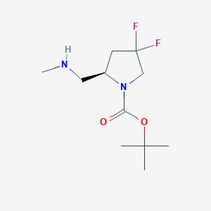 molecular formula C11H20F2N2O2 B1405012 (R)-1-Boc-2-(甲基氨基甲基)-4,4-二氟吡咯烷 CAS No. 1407997-77-6