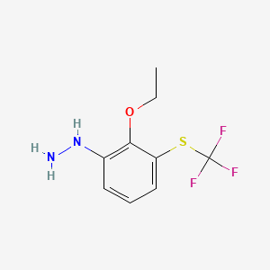 molecular formula C9H11F3N2OS B14050138 1-(2-Ethoxy-3-(trifluoromethylthio)phenyl)hydrazine 