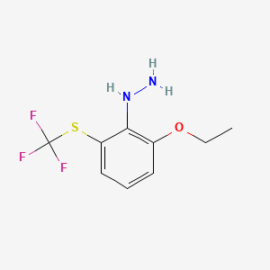 molecular formula C9H11F3N2OS B14050158 1-(2-Ethoxy-6-(trifluoromethylthio)phenyl)hydrazine 