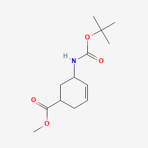 molecular formula C13H21NO4 B14050281 Methyl 5-((tert-butoxycarbonyl)amino)cyclohex-3-ene-1-carboxylate 