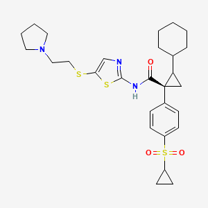 (1R)-2-cyclohexyl-1-(4-cyclopropylsulfonylphenyl)-N-[5-(2-pyrrolidin-1-ylethylsulfanyl)-1,3-thiazol-2-yl]cyclopropane-1-carboxamide