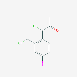 molecular formula C10H9Cl2IO B14050364 1-Chloro-1-(2-(chloromethyl)-4-iodophenyl)propan-2-one 