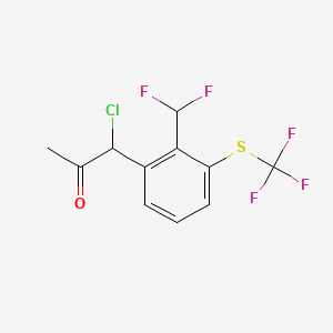 molecular formula C11H8ClF5OS B14050378 1-Chloro-1-(2-(difluoromethyl)-3-(trifluoromethylthio)phenyl)propan-2-one 