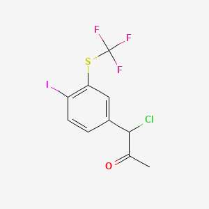 molecular formula C10H7ClF3IOS B14050438 1-Chloro-1-(4-iodo-3-(trifluoromethylthio)phenyl)propan-2-one 