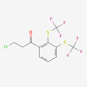 molecular formula C11H7ClF6OS2 B14050484 1-(2,3-Bis(trifluoromethylthio)phenyl)-3-chloropropan-1-one 