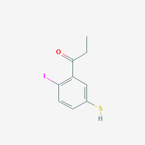 molecular formula C9H9IOS B14050516 1-(2-Iodo-5-mercaptophenyl)propan-1-one 