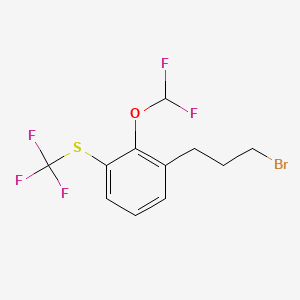 molecular formula C11H10BrF5OS B14050553 1-(3-Bromopropyl)-2-(difluoromethoxy)-3-(trifluoromethylthio)benzene 