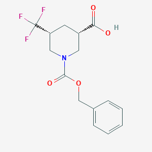 molecular formula C15H16F3NO4 B14050599 cis-1-(Benzyloxycarbonyl)-5-(trifluoromethyl)piperidine-3-carboxylic acid 