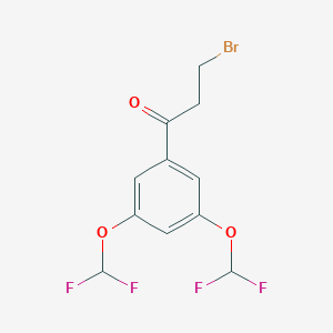 molecular formula C11H9BrF4O3 B14050607 1-(3,5-Bis(difluoromethoxy)phenyl)-3-bromopropan-1-one 