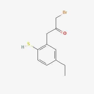 molecular formula C11H13BrOS B14050663 1-Bromo-3-(5-ethyl-2-mercaptophenyl)propan-2-one 