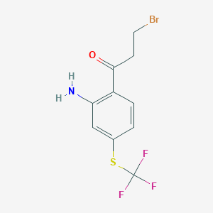 molecular formula C10H9BrF3NOS B14050670 1-(2-Amino-4-(trifluoromethylthio)phenyl)-3-bromopropan-1-one 